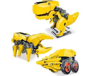PicassoTiles Stem Kids Robot de Dinosaurio Alimentado por energía Solar, Juguete Educativo Educativo, Juguete de construcción técnica, 3 en 1, transformación única Creativa, energía Solar renovable