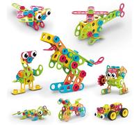 PicassoTiles STEM Learning Toys 250 Piece Building Block Kids Construction Engineering Kit Toy Blocks Children Early Education Playset w/Free IdeaBook, Power Drill, Clickable Ratchet, Age 3+ PTN250