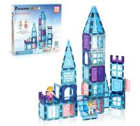 PicasssoTiles - Juego de 72 bloques magnéticos para construcción de temas de hielo, diseño de castillo con personajes de princesas Prince Character Stairs Windows Doors STEM Learning Educational Toy