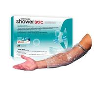 PICC Line - Cubierta de ducha - Paquete de 25 - Brazo impermeable - Protector de rodilla para vendajes PICC heridas cirugía - Tamaño grande (17-24 pulgadas) - Funda desechable para bañarse - Tatuaje