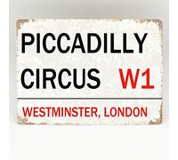 Piccadilly Circus London Street Road Sign - Placa de metal vintage para pared, diseño retro, para regalo, decoración al aire libre, 8 x 12 pulgadas