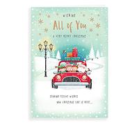 Piccadilly Greetings Avant Garde H95035 Studios - Tarjeta de Navidad para todos ustedes, color blanco, rojo y verde, 22,8 x 15,2 cm