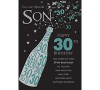 Piccadilly Greetings Group Ltd Impresionante tarjeta de felicitación de 30 cumpleaños con texto en inglés «To a very special son», color verde, 25,4 x 17,7 cm