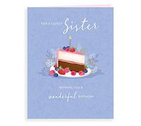 Piccadilly Greetings Group Ltd Koko Designs K70056 - Tarjeta de cumpleaños para hermana (20,32 x 15,24 cm), color verde, rojo, azul y blanco