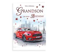 Piccadilly Greetings Group Ltd Regal Publishing - Tarjeta de cumpleaños para nieto, 22,8 x 15,2 cm, color gris