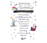 Piccadilly Greetings Group Ltd Tarjeta de felicitación de cumpleaños para abuelo, 17,8 x 12,7 cm, color gris