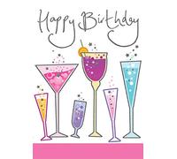 Piccadilly Greetings Moderna tarjeta de cumpleaños de 17,8 x 12,7 cm, azul, gris, rosa, melocotón