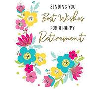 Piccadilly Greetings Piccadilly Greetings Modern Best Wishes Happy Retirement Card - Tarjeta de felicitación (20,3 x 15,2 cm), color blanco