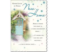 Piccadilly Greetings Piccadilly Greetings - Tarjeta de felicitación (17,8 x 12,7 cm), diseño de casa con texto "New Home", color azul y crema