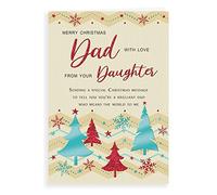 Piccadilly Greetings Regal Publishing (C85376), tarjeta de Navidad clásica para papá de hija, amarillo, verde, rojo, gris, blanco, 9 x 6