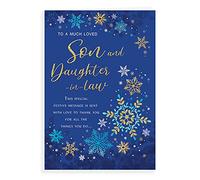 Piccadilly Greetings Regal Publishing C85456 - Tarjeta de Navidad clásica para hijo y nuera, 22,8 x 15,2 cm, color azul