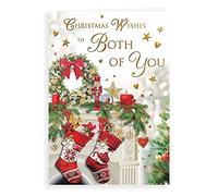 Piccadilly Greetings Regal Publishing C85468 - Tarjeta de Navidad tradicional, verde, beige, rojo, amarillo, 22,8 x 15,2 cm