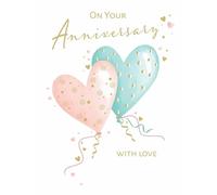Piccadilly Greetings Tarjeta de aniversario, en tu aniversario con amor, globos - 8 x 6 pulgadas