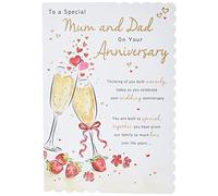 Piccadilly Greetings Tarjeta de aniversario tradicional para mamá y padre, 22,8 x 15,2 cm, marrón, roble | beige y gris