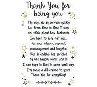 Piccadilly Greetings Tarjeta de cartera y sobre con texto en inglés Thank You for Being You, color gris, blanco, negro, plateado, 20 x 15 cm