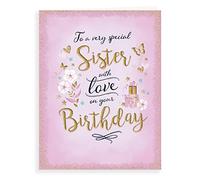 Piccadilly Greetings Tarjeta de Cumpleaños Moderna para Hermana - 8 x 6