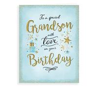 Piccadilly Greetings Tarjeta de cumpleaños moderna para nieto, 20,3 x 15,2 cm