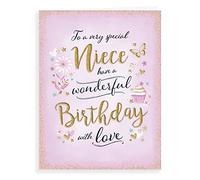 Piccadilly Greetings Tarjeta de cumpleaños moderna para sobrina, 8 x 6 pulgadas