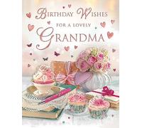 Piccadilly Greetings - Tarjeta de cumpleaños para abuela (20,3 x 15,2 cm), diseño de pasteles