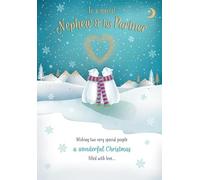Piccadilly Greetings Tarjeta de Navidad con texto en inglés To a Special Nephew & Partner Polar Bears, 22,86 x 15,24 cm