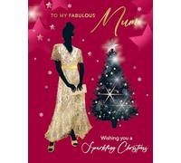 Piccadilly Greetings Tarjeta de Navidad con texto en inglés «To My Fabulous Mum Glam Mum», 20,3 x 15,2 cm