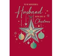Piccadilly Greetings Tarjeta de Navidad con texto en inglés «To my Wonderful Husband Big Star», 20,3 x 15,2 cm