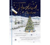 Piccadilly Greetings Tarjeta de Navidad con texto en inglés «To My Wonderful Husband Cottage», 22,8 x 15,2 cm