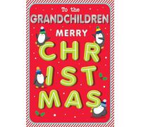 Piccadilly Greetings Tarjeta de Navidad con texto en inglés «To The Grandchildren», diseño de pingüino, 22,8 x 15,2 cm