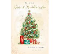 Piccadilly Greetings Tarjeta de Navidad para una hermana especial y cuñado, árbol tradicional, 9 x 6 pulgadas