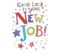 Piccadilly Greetings Tarjeta de ocasión moderna New Job - 7 x 5 pulgadas, rojo, gris, roble, azul, beige