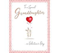Piccadilly Greetings Tarjeta de San Valentín, corazón de conejo para nieta especial, 8 x 6 pulgadas