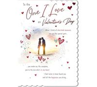 Piccadilly Greetings Tarjeta del día de San Valentín, To The One I Love Sun Set Kiss- 9 x 6 pulgadas