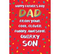 Piccadilly Greetings Tarjeta del día del padre, tarjeta de humor. De tu hijo genial, inteligente, impresionante, divertido y peculiar, 8 x 6 pulgadas