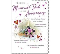 Piccadilly Greetings Tarjeta tradicional de aniversario para mamá y papá, 22,86 x 15,24 cm