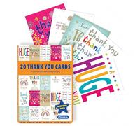 Piccadilly Greetings Tarjetas de agradecimiento surtidas, paquete de 20, 5 x 7 pulgadas, 10 diseños coloridos únicos con sobres blancos, adecuadas para todas las edades y géneros