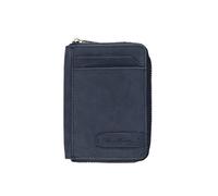 PICCO MASSIMO Cartera de piel auténtica para hombre, tarjetero con cremallera y estuche para dinero, color marrón/marrón, Azul marino, Casual