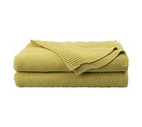 PICCOCASA 100% Algodón Tejida Manta - Suave Sólida Decorativa Tejida Manta para Sofá Cama Amarillo Verde 50 "x 60"