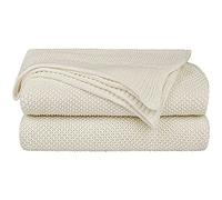 PICCOCASA 100% Algodón Tejida Manta - Suave Sólida Decorativa Tejida Manta para Sofá Cama Beige 60 "x 78"