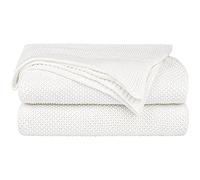 PICCOCASA 100% Algodón Tejida Manta - Suave Sólida Decorativa Tejida Manta para Sofá Cama Blanco 60 "x 78"
