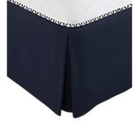 PiccoCasa Falda de Cama Plisada clásica de poliéster con Volantes con caída de 14 Pulgadas, Color Azul Marino, tamaño matrimonial