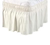 PiccoCasa Faldón de Cama elástico con Volantes, Cenefa de Cama Envolvente, Marco de sábanas de Microfibra cepillada con Volantes de 38 cm (King, Beige)