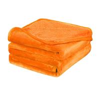 PiccoCasa Fleece Bed Blanket Queen Size Orange 330GSM Soft Lightweight Microfiber Plush Flannel Blanket Thick All Season Throw Blankets for Couch Sofa Bed Traveling, 90 x 90 Inches