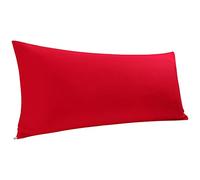 PiccoCasa Funda de Almohada Corporal de algodón Egipcio, 300 Hilos, súper Suave y Transpirable, Funda de Almohada de Cuerpo Largo con Cierre de Cremallera, Color Rojo, 20 x 60 Pulgadas/5 pies