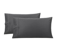 PICCOCASA Funda de Almohada de Algodón con Cierre de sobre, Juego de 2 Suaves Transpirables Fundas Almohadas sin Cremallera para Dormitorio Hotel - Gris Oscuro, 51x76cm