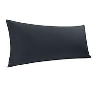 PiccoCasa - Funda de Almohada de algodón Egipcio 100%, de 300 Hilos, Suave y Transpirable, sin Arrugas, sin decoloración, con Cierre de Cremallera, Negro, 51 x 152 cm (Ancho x Largo)