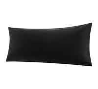 PiccoCasa Funda de Almohada de algodón Egipcio de 300 Hilos, Suave y Transpirable, Funda de Almohada Larga con Cierre de Cremallera, Color Negro, 20 x 55 Pulgadas (4 pies 6 Pulgadas)