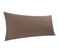 PiccoCasa Funda de almohada de cuerpo 100% algodón egipcio, 300 hilos, suave y transpirable, no se arruga, con cierre de cremallera, fundas de almohada color café 50.8 cm x 152.4 cm (ancho x largo).