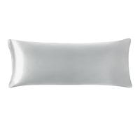 PiccoCasa Funda de Almohada de satén para el Cabello y la Piel, Funda de Almohada Larga de satén de Seda de Lujo, Funda de Almohada Corporal Suave de satén con Cierre de Cremallera, Color Gris