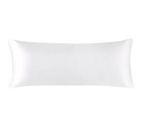 PiccoCasa - Funda de almohada de satén para el cabello y la piel, funda de almohada larga de seda satinada de lujo, funda de almohada de satén suave y lisa con cierre de cremallera, blanca, 4 pies 6