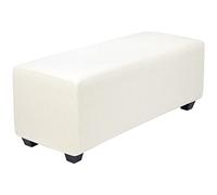 PiccoCasa - Funda para otomana de Alta Elasticidad con Parte Inferior elástica, Suave de Tela Jacquard, Cuadros pequeños, Rectangular, para Almacenamiento de taburetes para Muebles, L, Blanco Seasalt